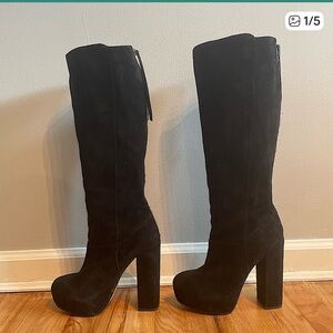 dolce vita Jules tall suede platform Black Knee-High Women's Boots size 8.5